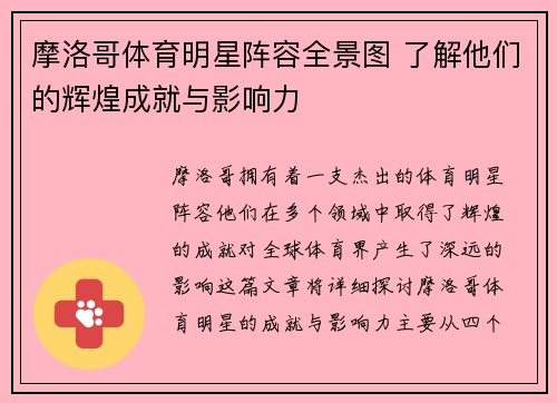 摩洛哥体育明星阵容全景图 了解他们的辉煌成就与影响力